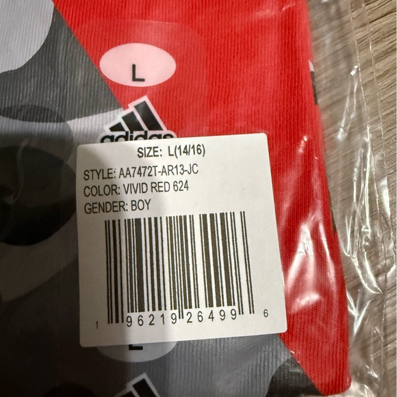 NWT- Adidas Vivid Red Boys' Tee - Picture 7 of 8